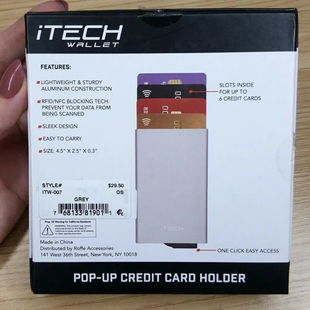 iTech Men's Silver POP UP Credit Card Wallet Holder